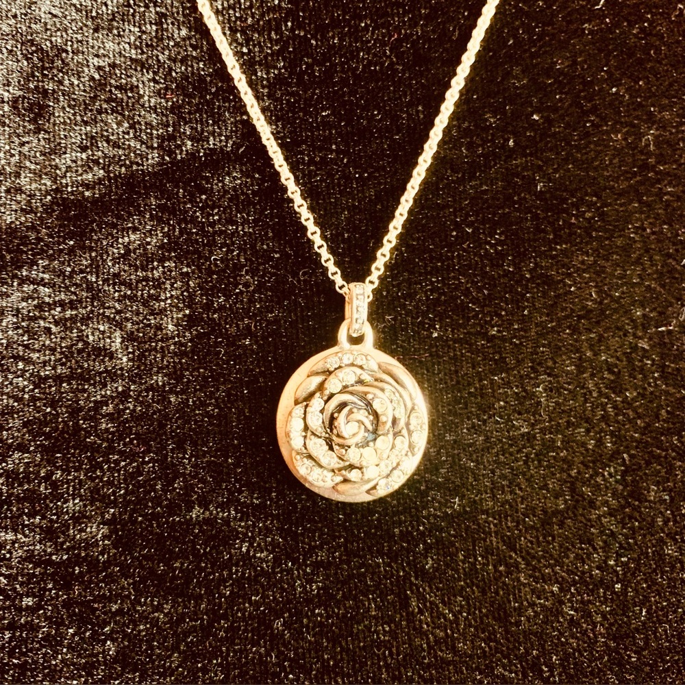 Fossil Jeweled Rose Necklace